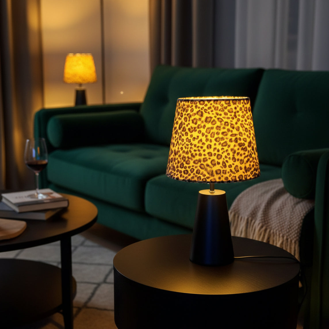 Illuminate your space with the timeless black Leo table lamp. Its sleek design adds a sophisticated touch to any decor.