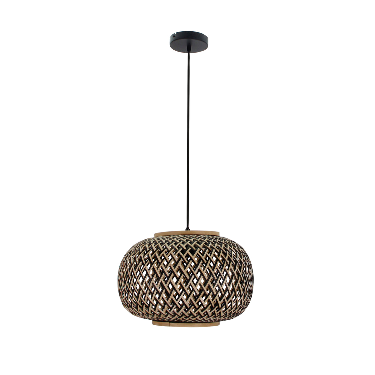 Deze Weaving hanglamp in naturel en zwart geeft een warme, landelijke uitstraling. Perfect voor een gezellige sfeer!
