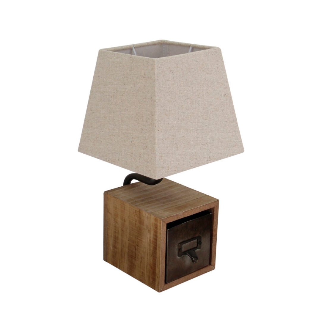 Detailfoto van de Vintage Tafellamp in bruin. Een charmante toevoeging die warmte en karakter aan je interieur geeft.