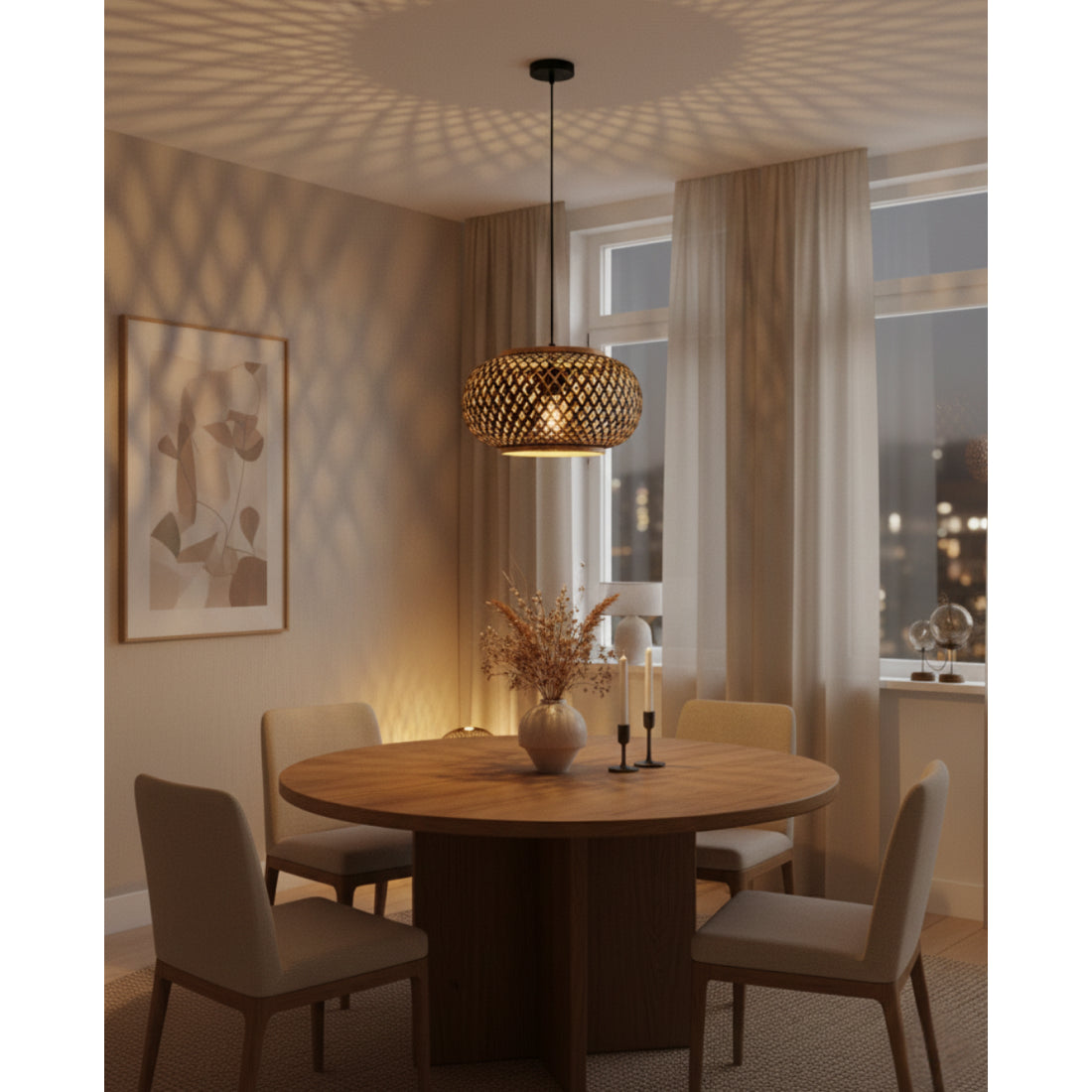 Warm beige hanglamp Weaving straalt landelijke charme uit in jouw interieur.