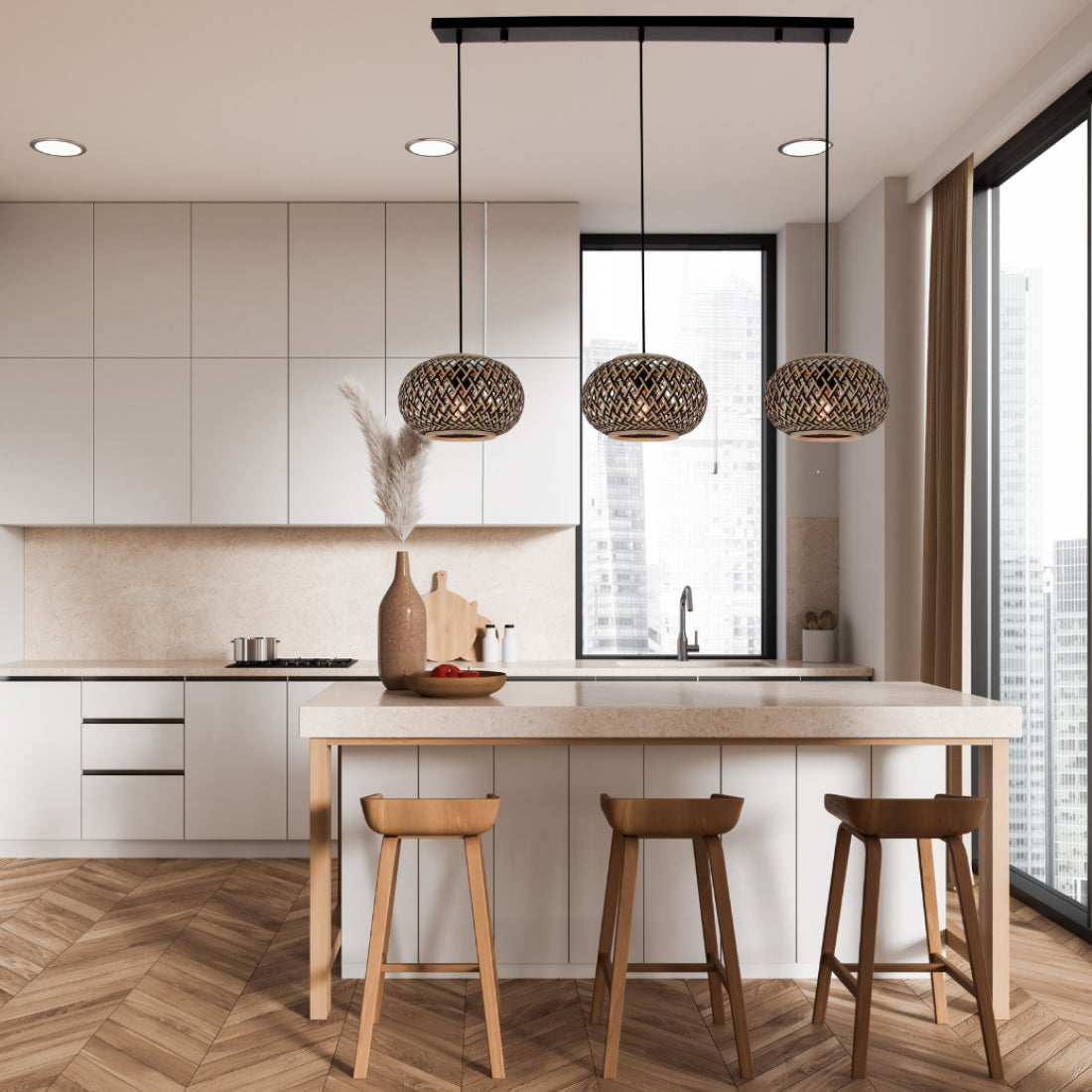 De bruine Weaving hanglamp voegt een landelijke flair toe aan je interieur. Perfect voor een warme, gezellige sfeer.