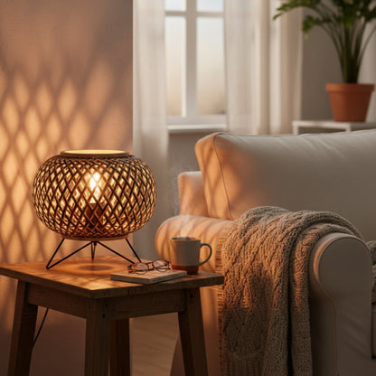 Deze bruinweave tafellamp voegt warmte toe aan je interieur. Perfect voor gezellige avonden met vrienden of familie.