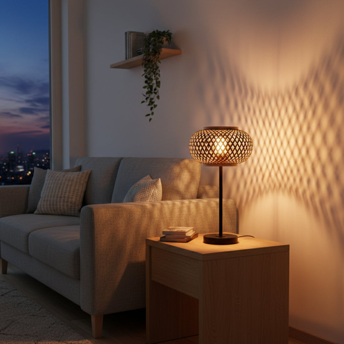 Gezellige tafellamp in bruin, perfect voor een warme sfeer in je woonkamer. Uitnodigend en stijlvol voor elke tafelsetting.