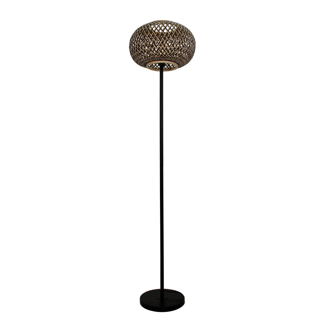 Detail van de zwarte Weaving vloerlamp, met een uniek geweven ontwerp. Ideaal voor een sfeervolle en moderne inrichting.