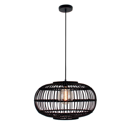 Deze zwarte Woven hanglamp heeft een modern design met een unieke uitstraling.