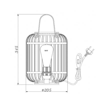 Detailweergave van de zwarte Woven tafellamp. Deze moderne lamp voegt een vleugje stijl toe aan elke tafel.