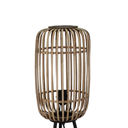 Details van de beige Woven vloerlamp stralen een warme sfeer uit. Perfect voor een knusse hoek in huis.